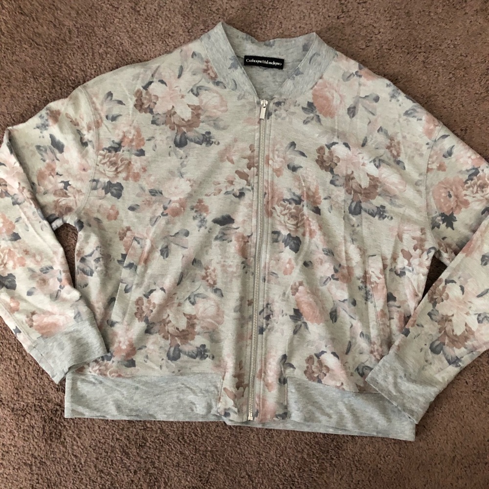 Catherine Malandrino floral sweater jacket.
